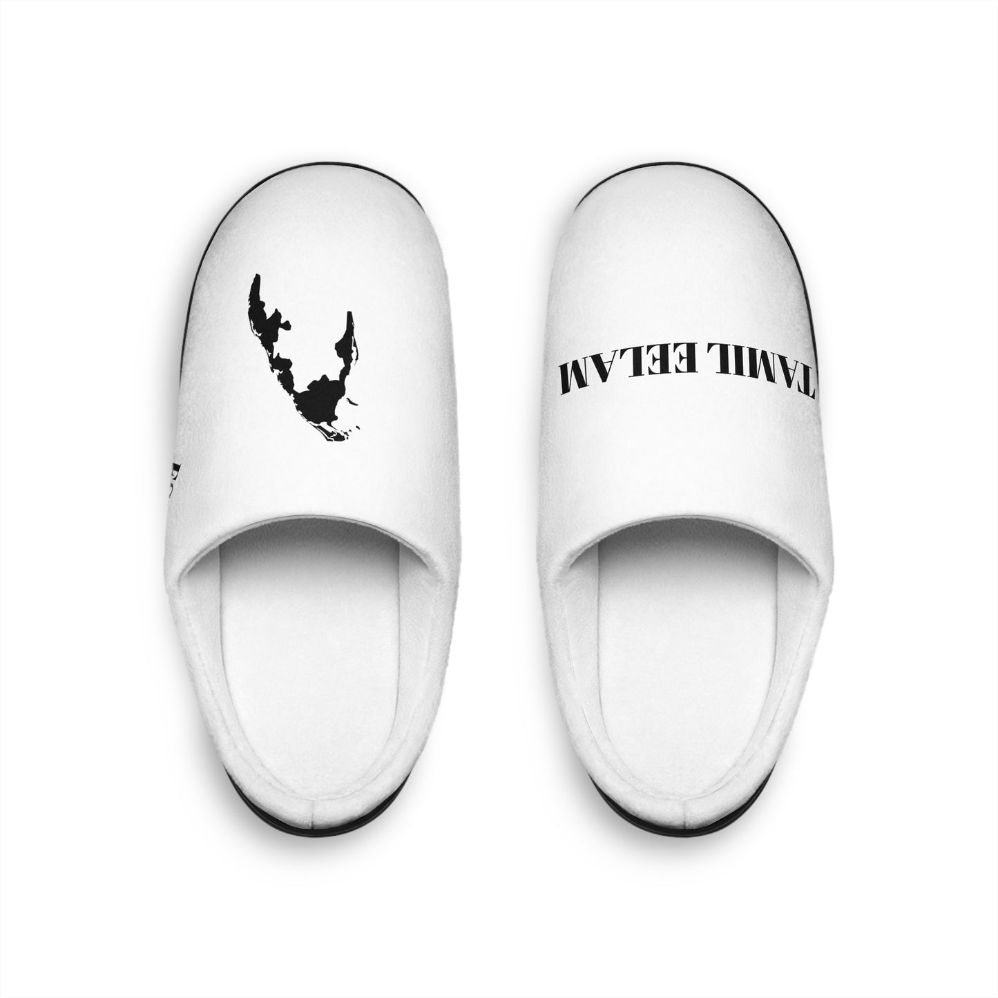 Men's Indoor Slippers — Minimal Black Text & Deer Silhouette Cozy House Slippers