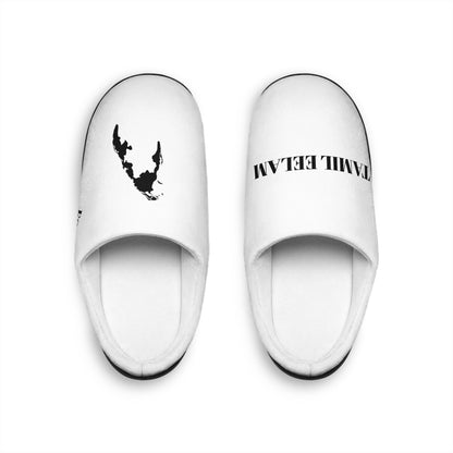 Men's Indoor Slippers — Minimal Black Text & Deer Silhouette Cozy House Slippers