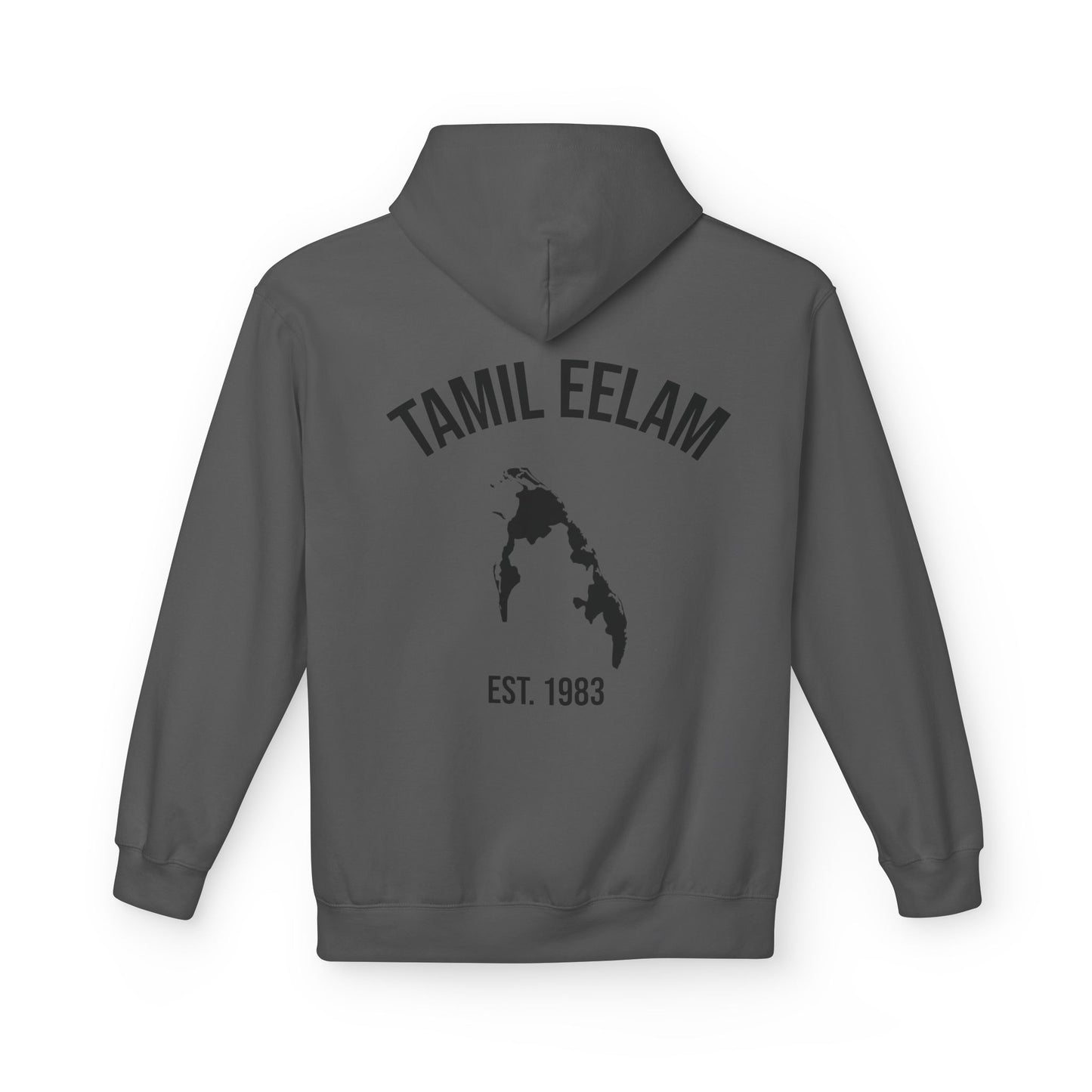 Copy of Tamil Eelam Hoodie with Tiger Crest WHITE/BLACK — Est. 1983 Back Print