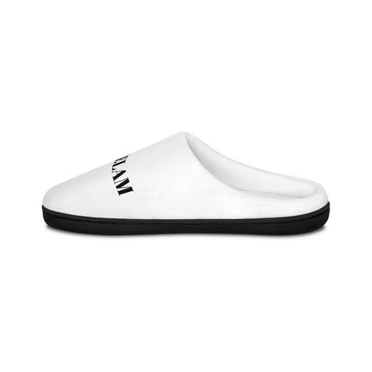 Men's Indoor Slippers — Minimal Black Text & Deer Silhouette Cozy House Slippers