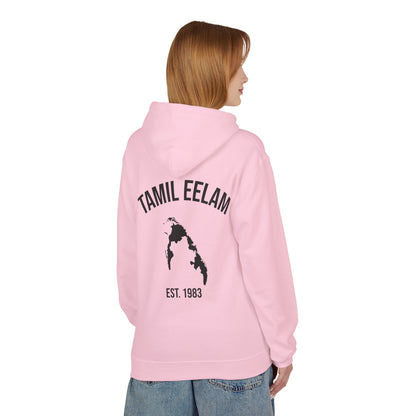 Copy of Tamil Eelam Hoodie with Tiger Crest WHITE/BLACK — Est. 1983 Back Print