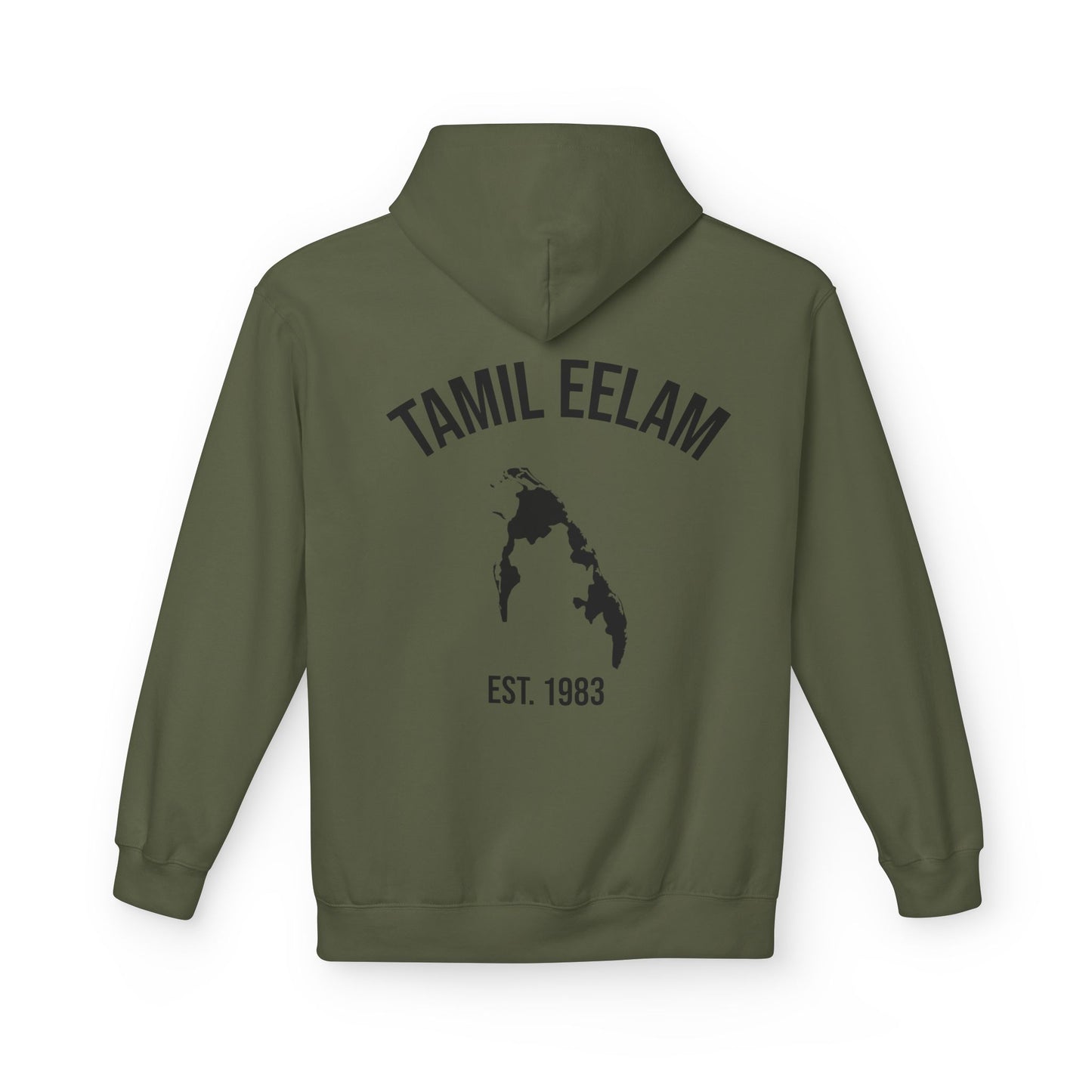 Copy of Tamil Eelam Hoodie with Tiger Crest WHITE/BLACK — Est. 1983 Back Print