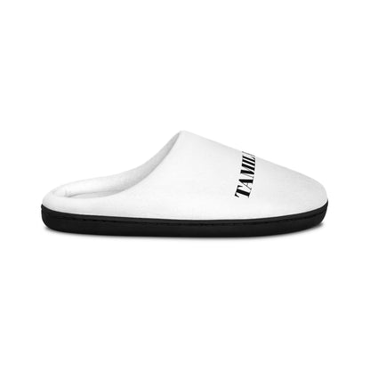 Men's Indoor Slippers — Minimal Black Text & Deer Silhouette Cozy House Slippers