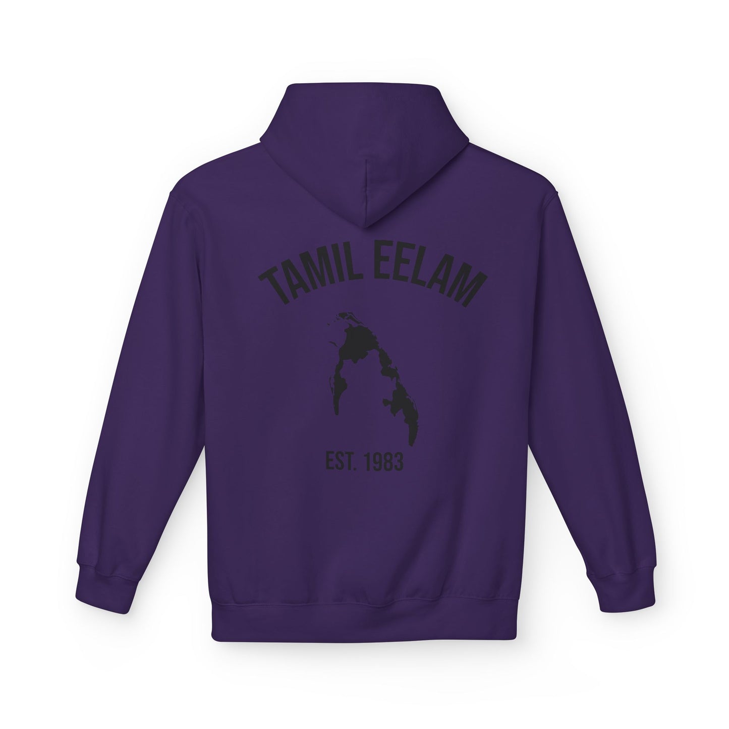 Copy of Tamil Eelam Hoodie with Tiger Crest WHITE/BLACK — Est. 1983 Back Print
