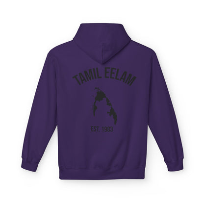 Copy of Tamil Eelam Hoodie with Tiger Crest WHITE/BLACK — Est. 1983 Back Print