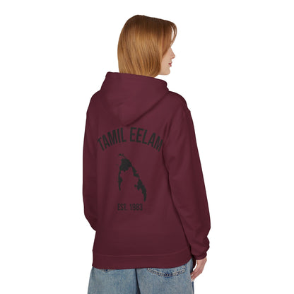 Copy of Tamil Eelam Hoodie with Tiger Crest WHITE/BLACK — Est. 1983 Back Print