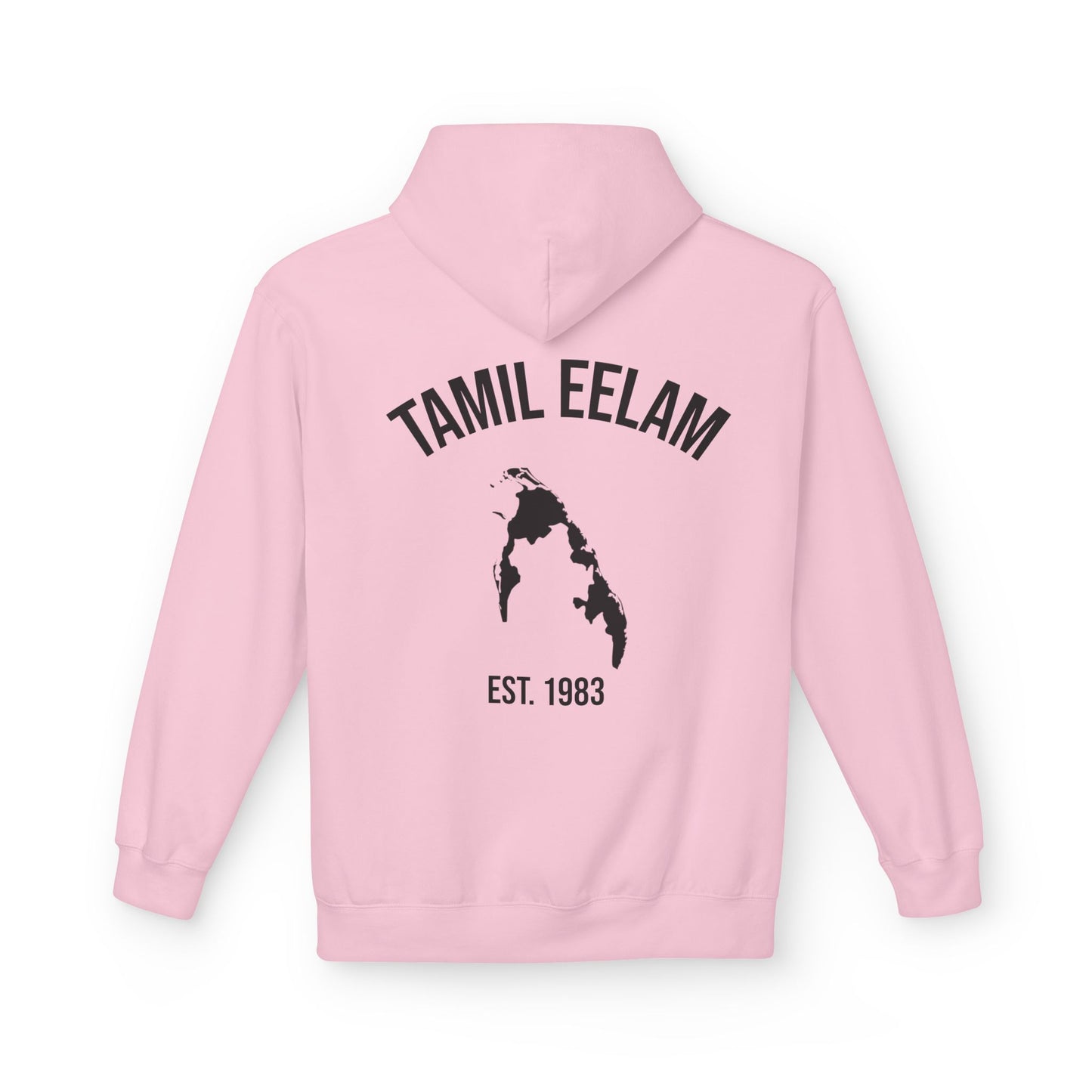 Copy of Tamil Eelam Hoodie with Tiger Crest WHITE/BLACK — Est. 1983 Back Print