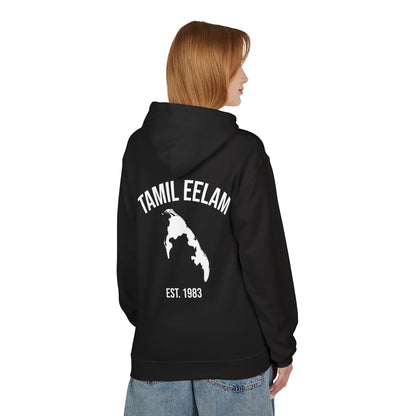Copy of Tamil Eelam Hoodie with Tiger Crest WHITE/BLACK — Est. 1983 Back Print