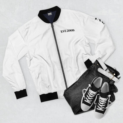 Bomber Jacket — EST.2009 Minimalist Black & White Back Graphic