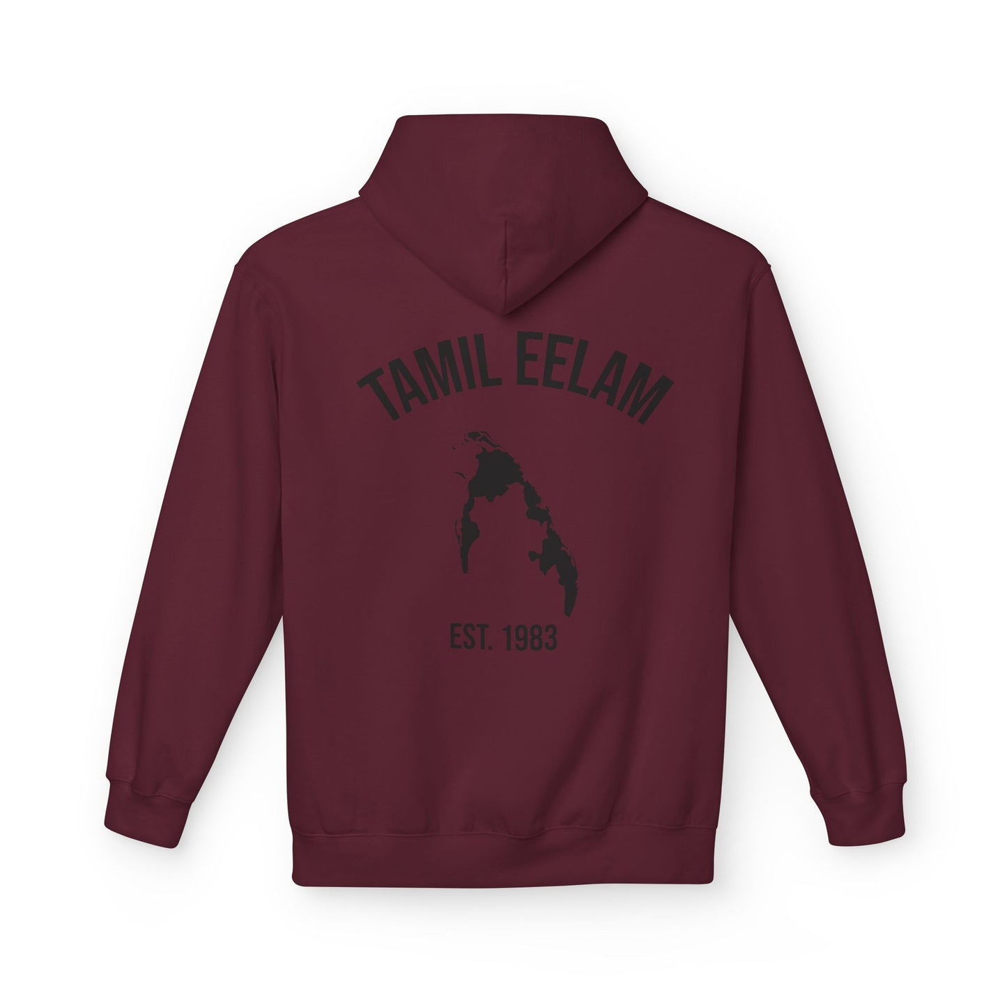 Copy of Tamil Eelam Hoodie with Tiger Crest WHITE/BLACK — Est. 1983 Back Print