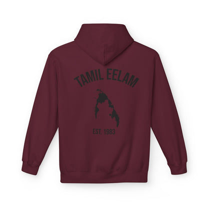 Copy of Tamil Eelam Hoodie with Tiger Crest WHITE/BLACK — Est. 1983 Back Print