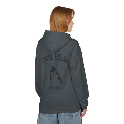 Copy of Tamil Eelam Hoodie with Tiger Crest WHITE/BLACK — Est. 1983 Back Print