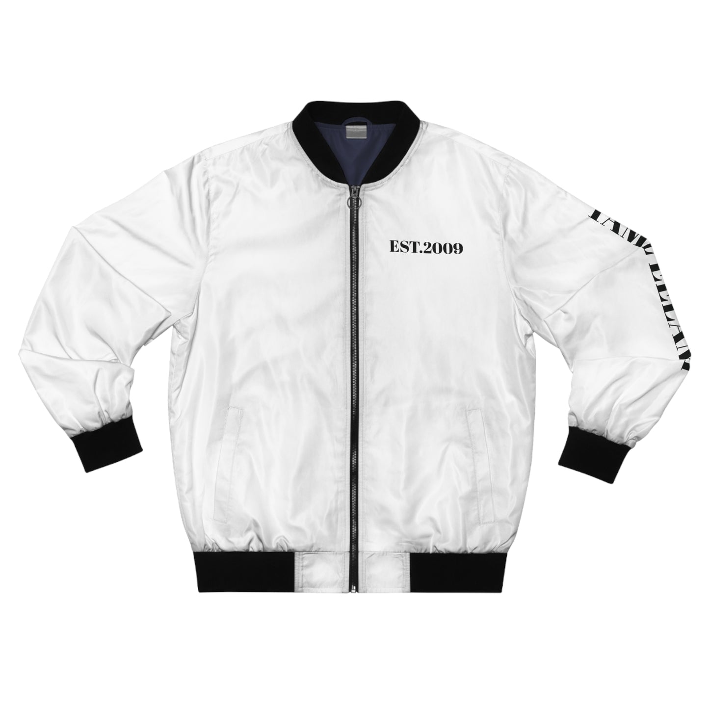 Bomber Jacket — EST.2009 Minimalist Black & White Back Graphic