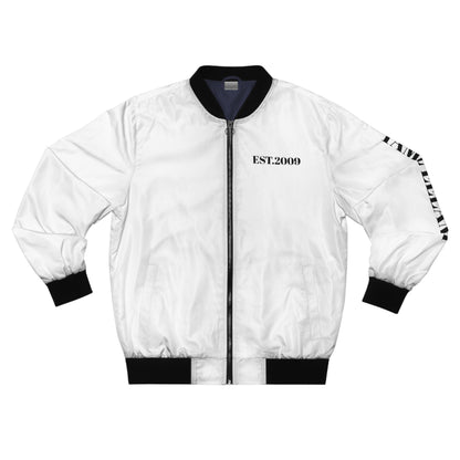 Bomber Jacket — EST.2009 Minimalist Black & White Back Graphic