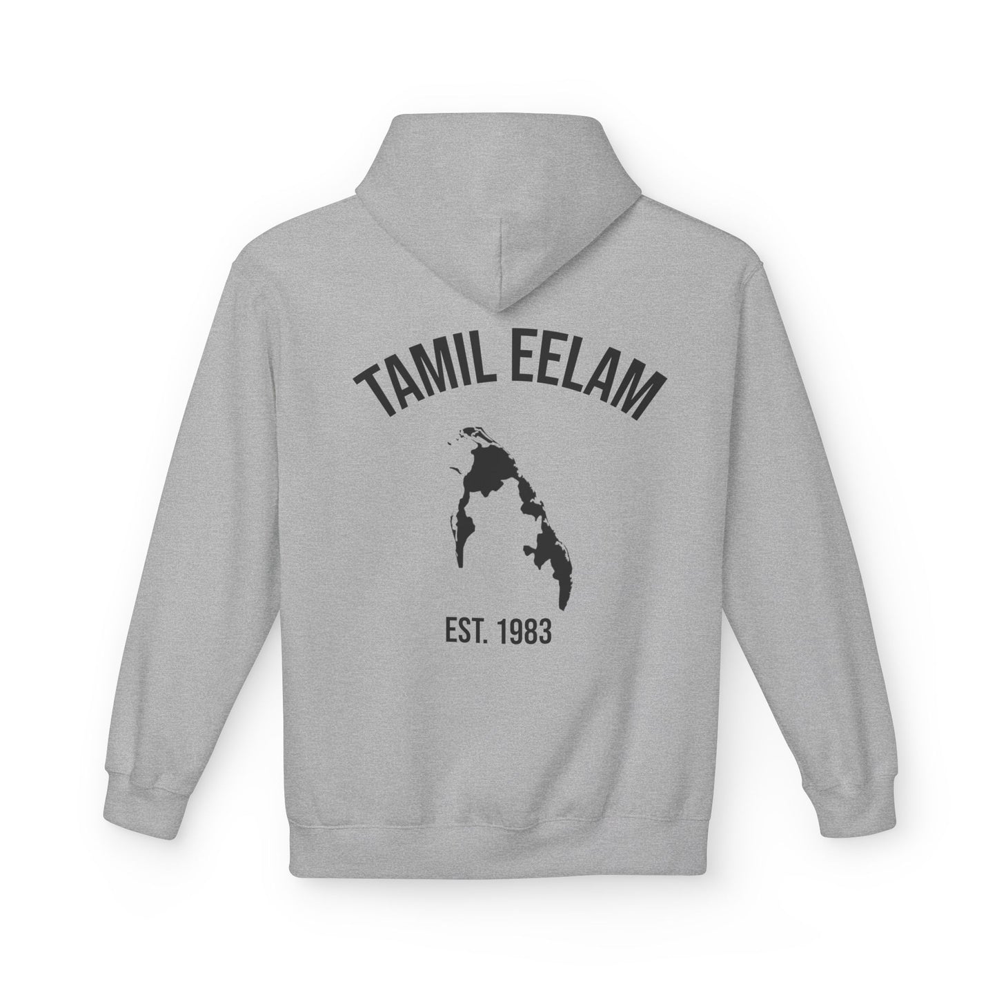 Copy of Tamil Eelam Hoodie with Tiger Crest WHITE/BLACK — Est. 1983 Back Print
