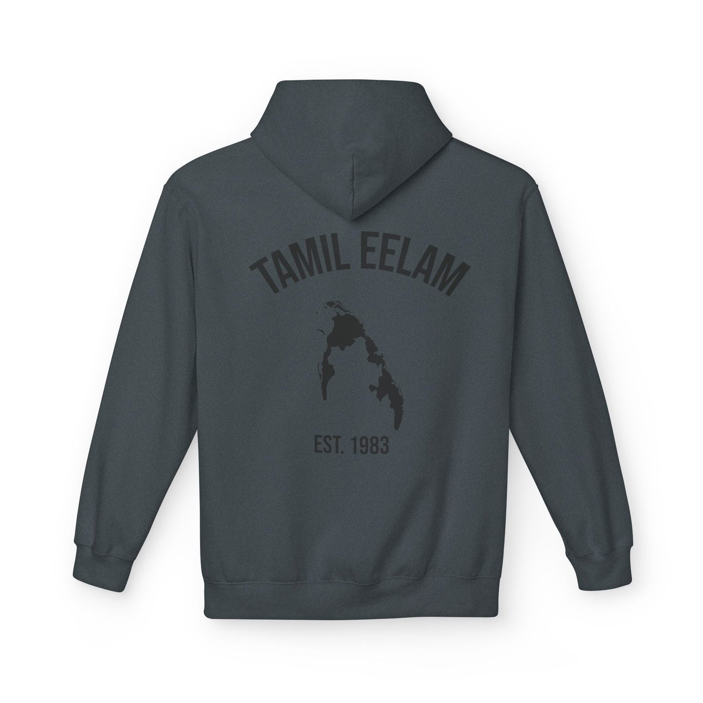 Copy of Tamil Eelam Hoodie with Tiger Crest WHITE/BLACK — Est. 1983 Back Print