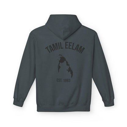 Copy of Tamil Eelam Hoodie with Tiger Crest WHITE/BLACK — Est. 1983 Back Print