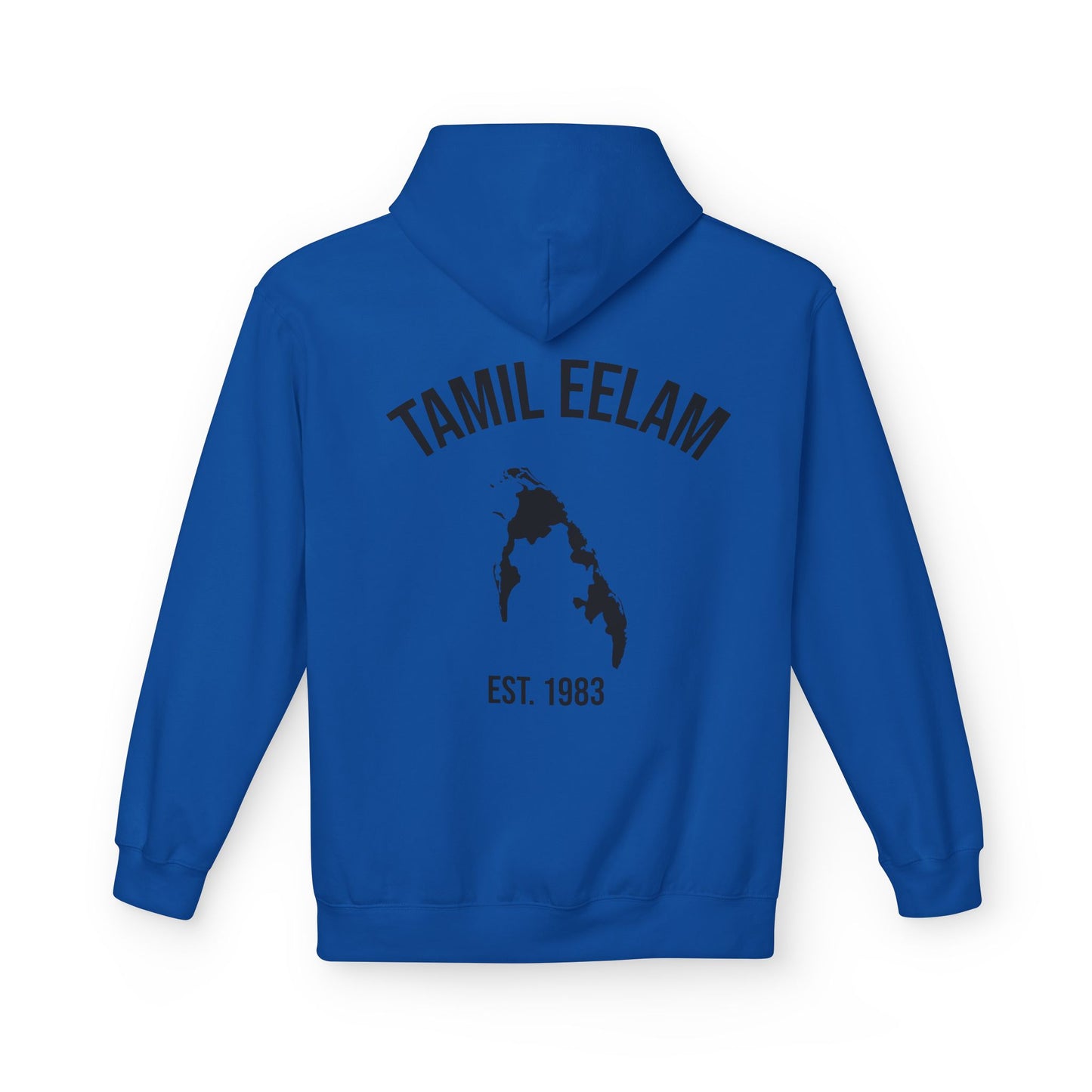 Copy of Tamil Eelam Hoodie with Tiger Crest WHITE/BLACK — Est. 1983 Back Print
