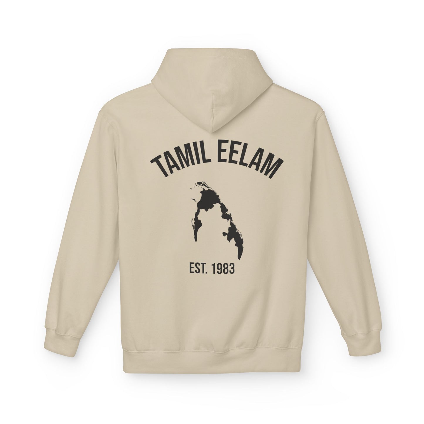 Copy of Tamil Eelam Hoodie with Tiger Crest WHITE/BLACK — Est. 1983 Back Print