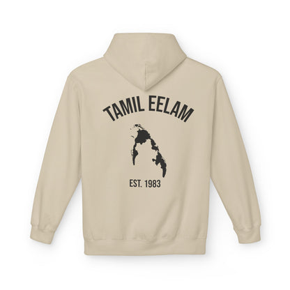 Copy of Tamil Eelam Hoodie with Tiger Crest WHITE/BLACK — Est. 1983 Back Print