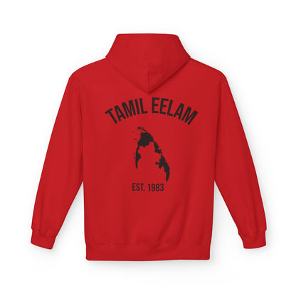 Copy of Tamil Eelam Hoodie with Tiger Crest WHITE/BLACK — Est. 1983 Back Print